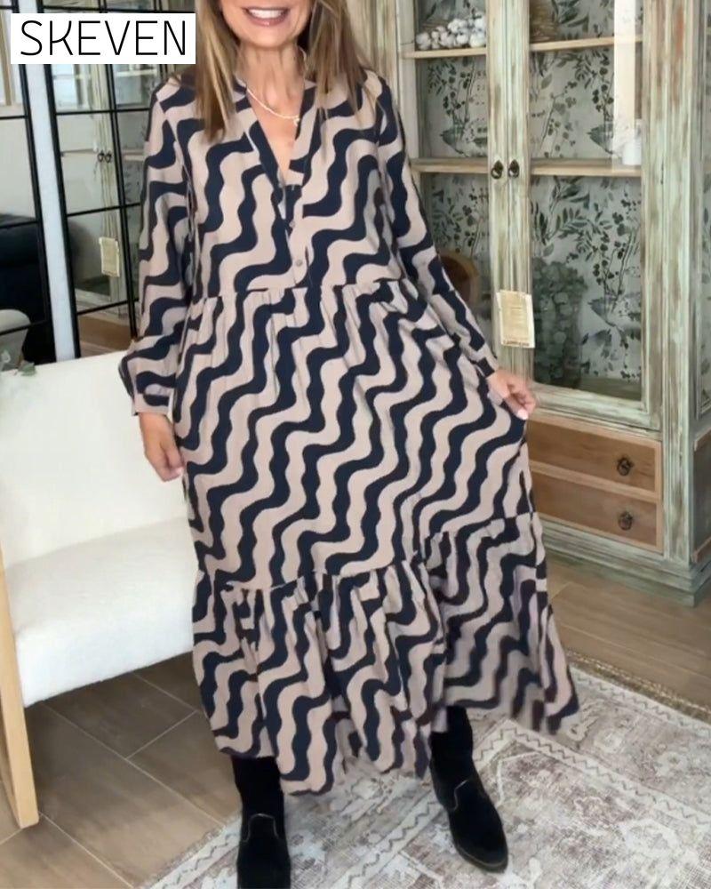 Langes, locker geschnittenes Kleid mit Print