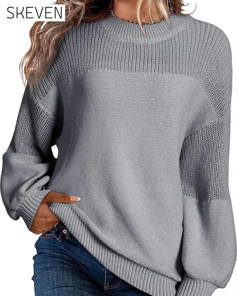 Solid Color Lantern Sleeve Jumper