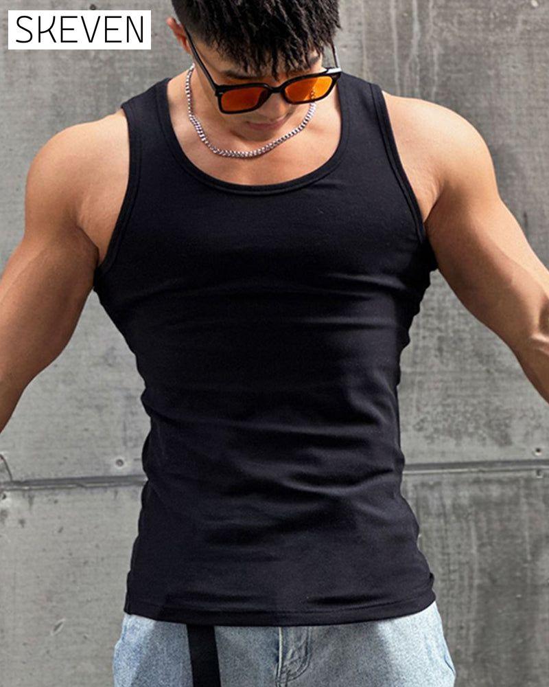 Men's solid color sleeveless vest