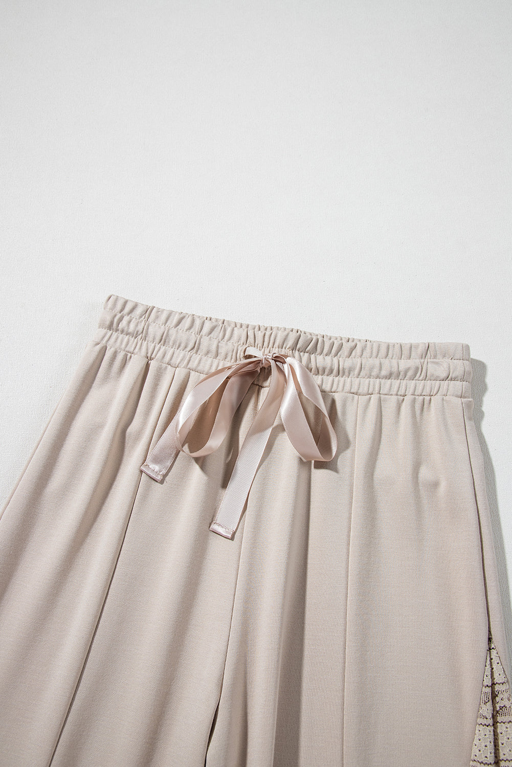 Blue Zone Planet |  Smoke Gray Boho Lace Patchwork Wide Leg High Waist Pants