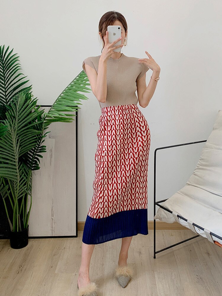 Miyake Pleated High Waist A-Line Skirt