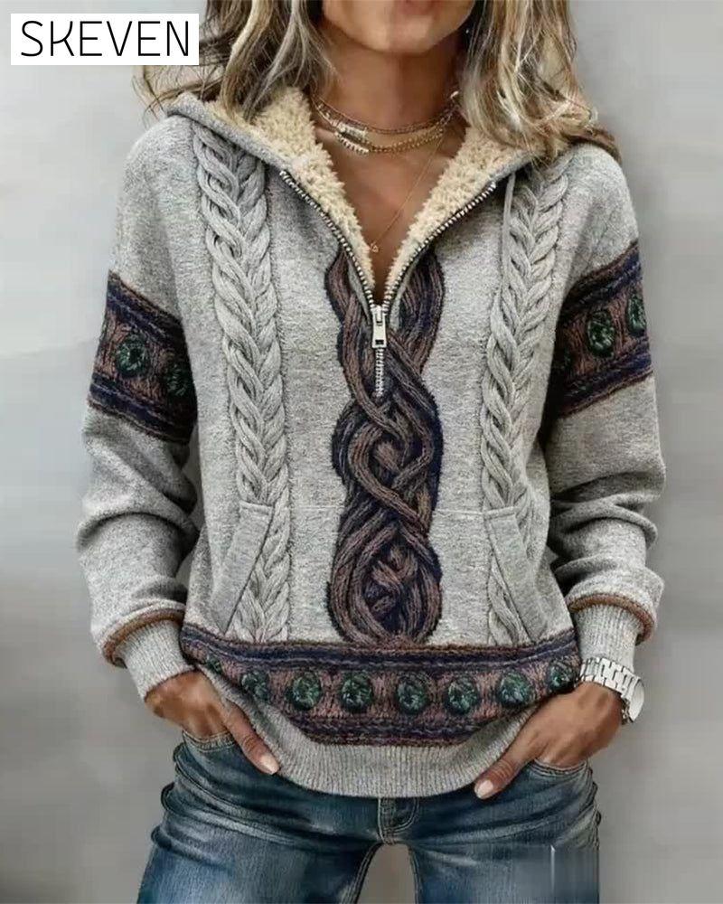 Kapuzenpullover mit halber Reißverschlusstasche
