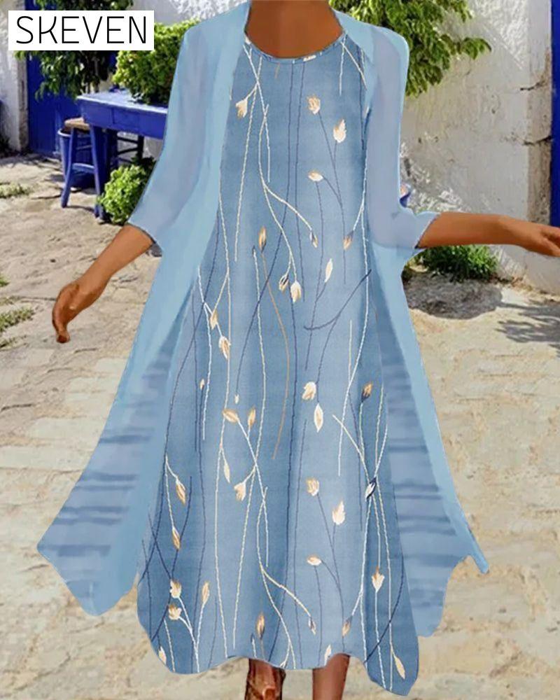 3/4 sleeve printed dress 23BF Casual Dresses Clothes Dresses Spring Summer
