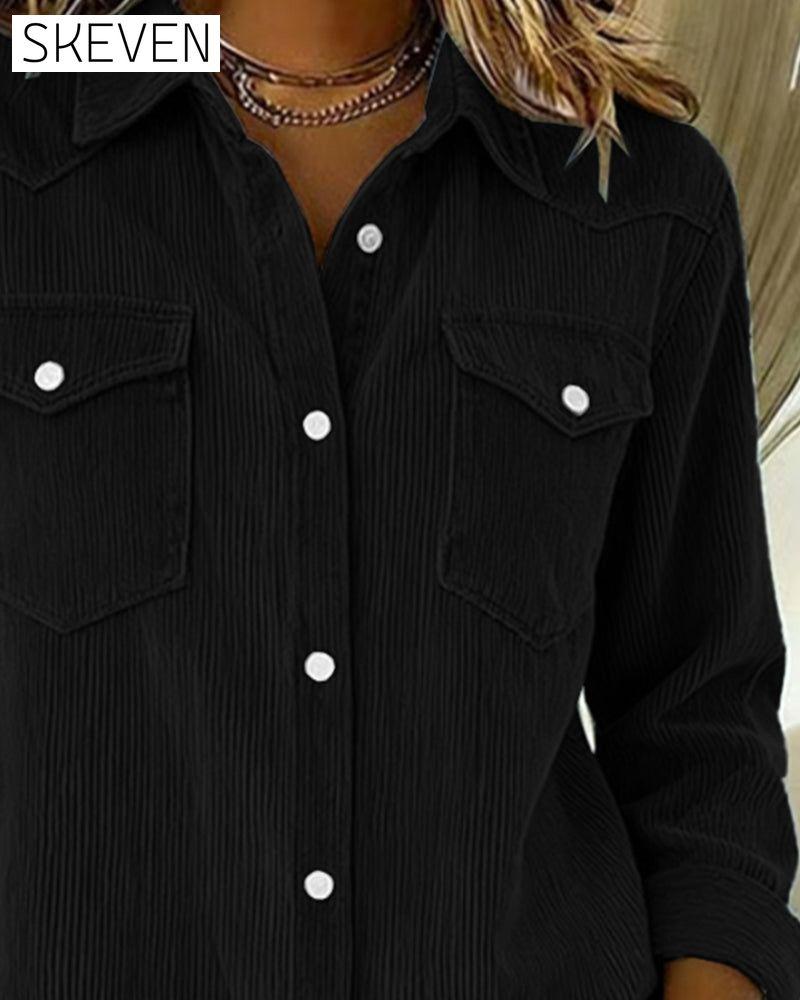 Long-Sleeved Lapel Button-Down Shirt