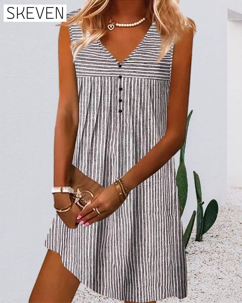 Striped print sleeveless dress 23BF Casual Dresses Clothes Dresses Summer