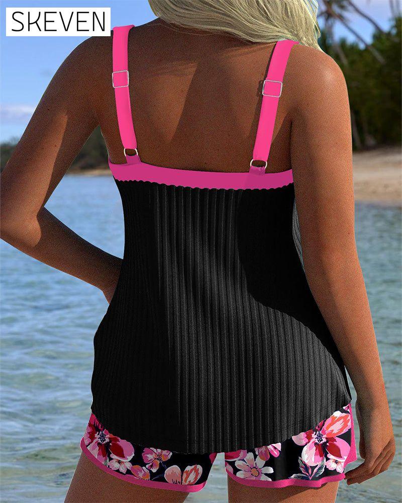 Sport-Boxershorts mit V-Ausschnitt und Print, Tankini