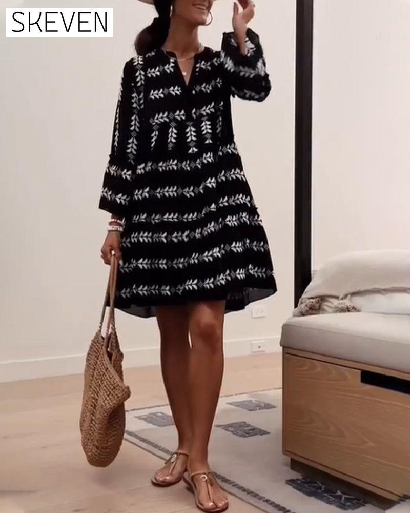 Fashion print elegant short dress