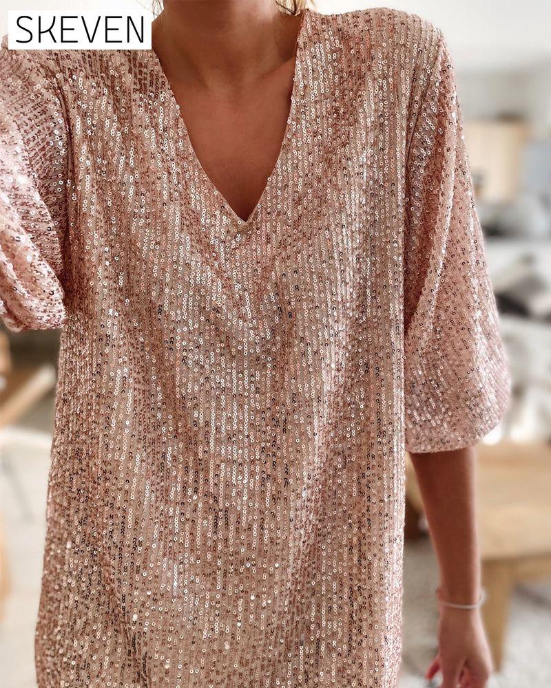 Sequin V-neck party Dress