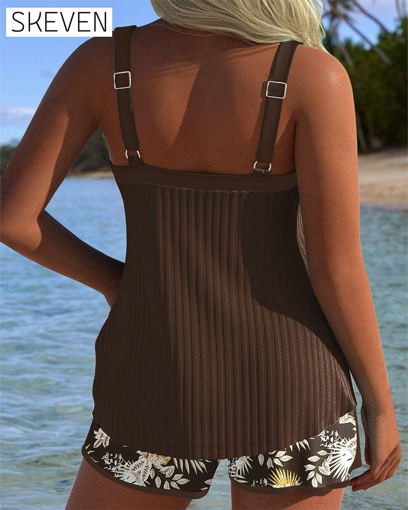 Striped Two-Piece Beach Shorts Tankini