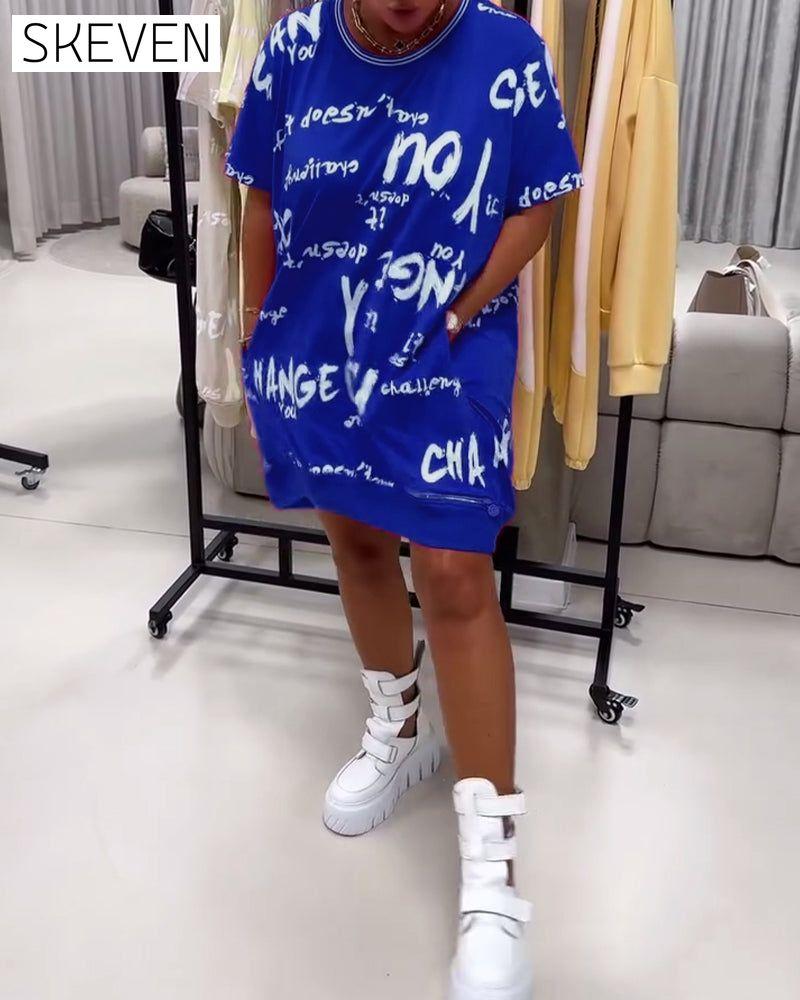 Loose Letter Print Dress