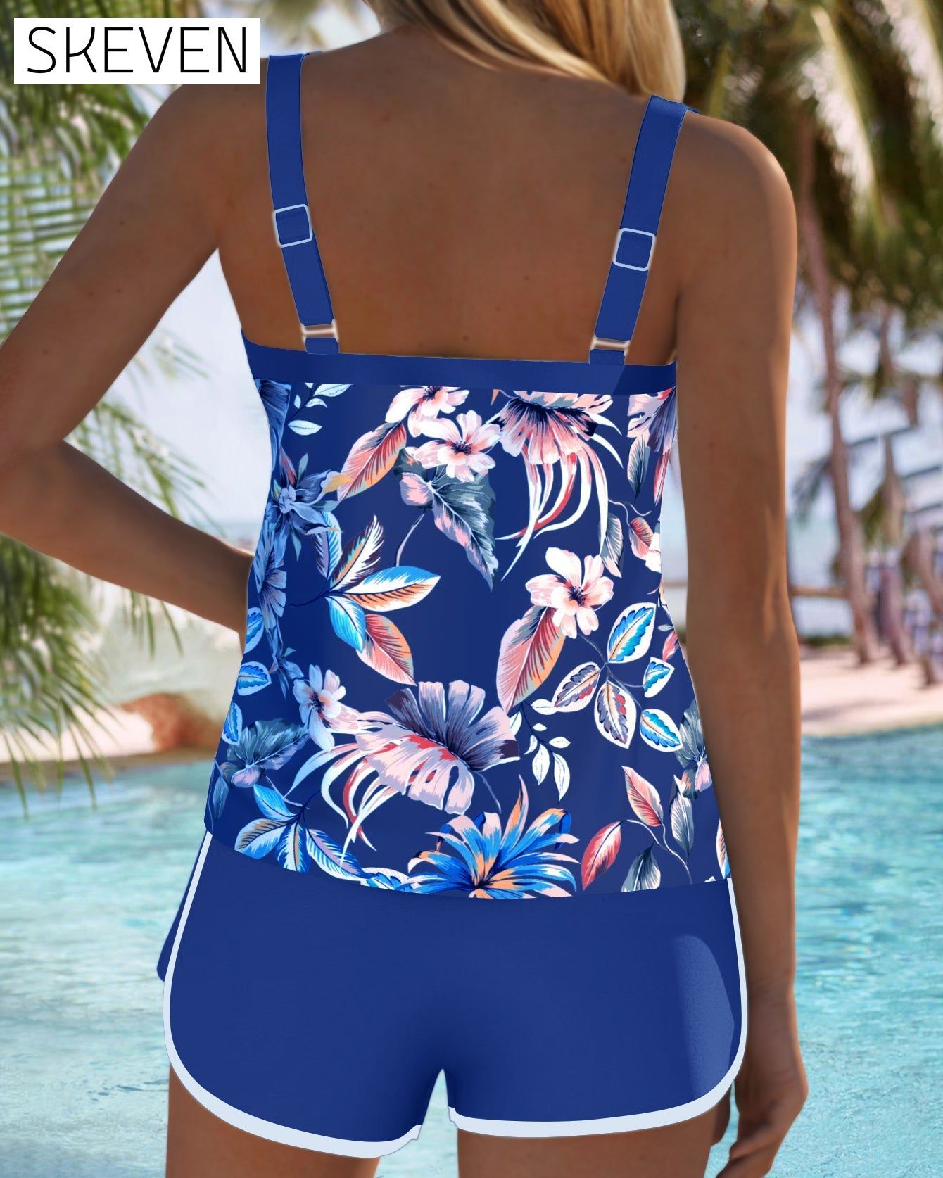 U-Neck Sleeveless Printed Tankini
