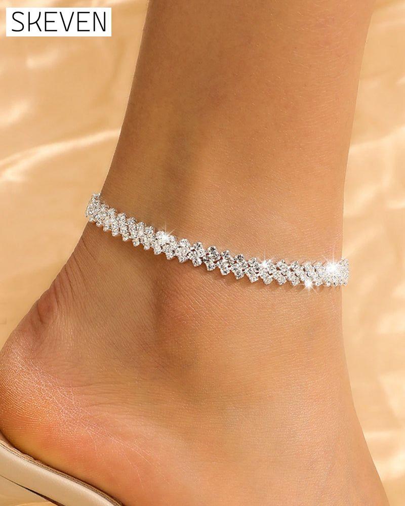 Unregelmäßiger Strass-Fußkettchen in Rautenform
