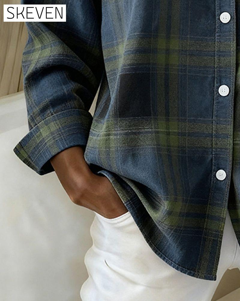 Chemise à carreaux à revers