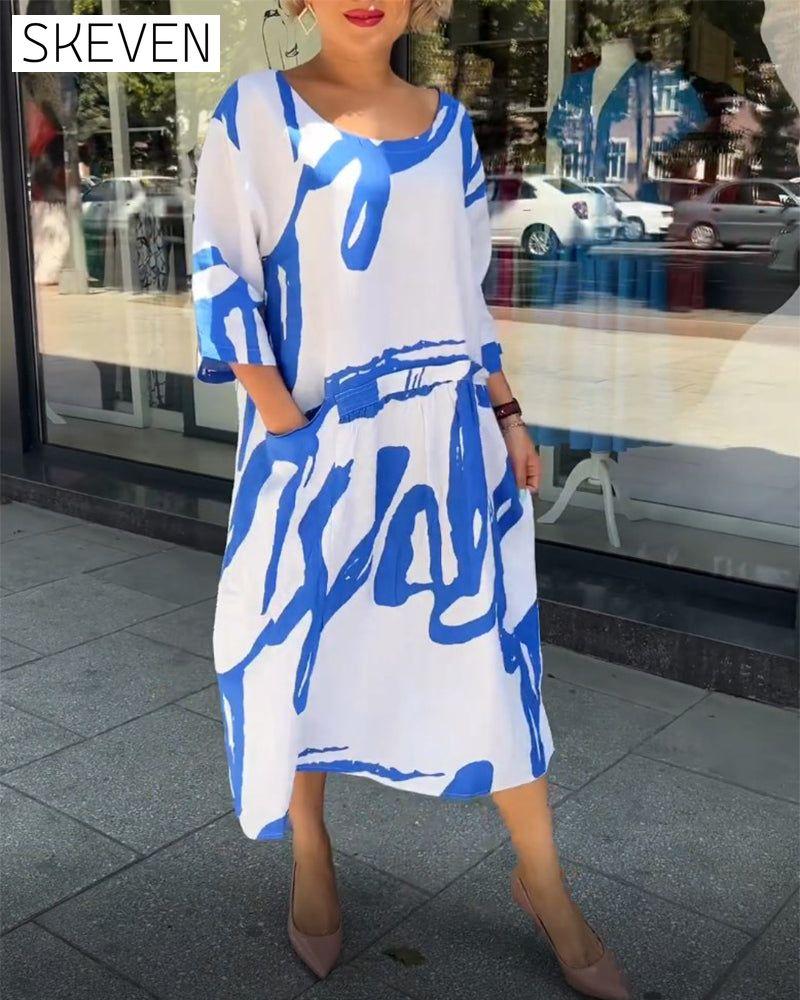 Fashion print pocket dress