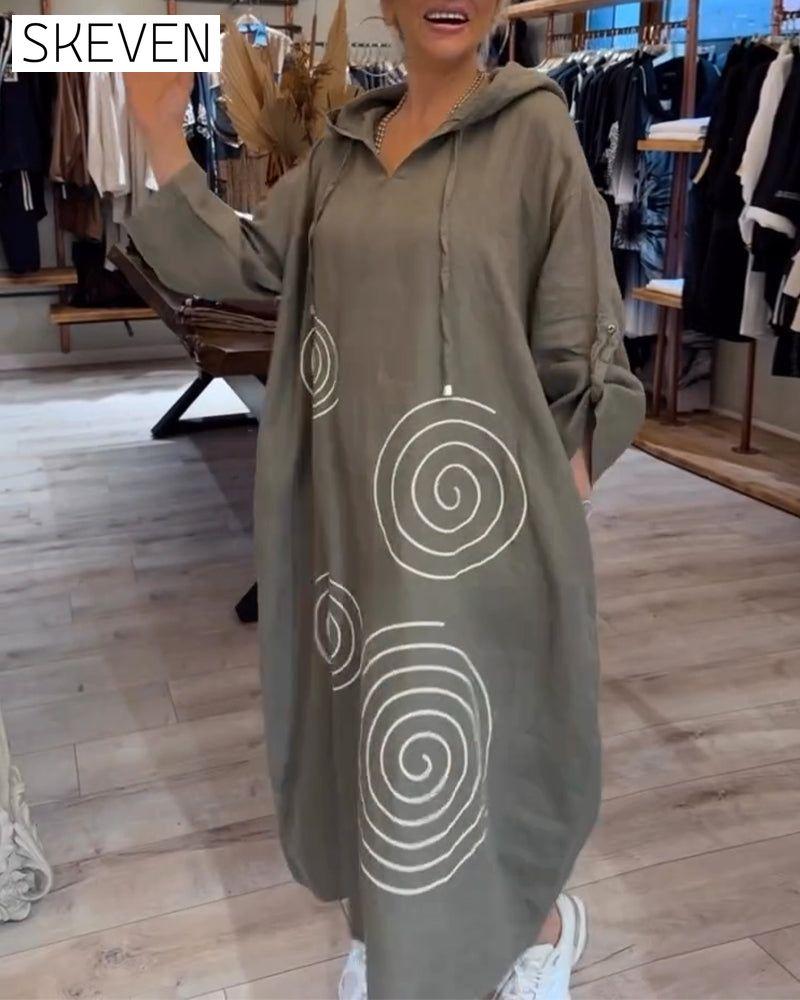 Kapuzenkleid mit langen Ärmeln, lockerer Passform