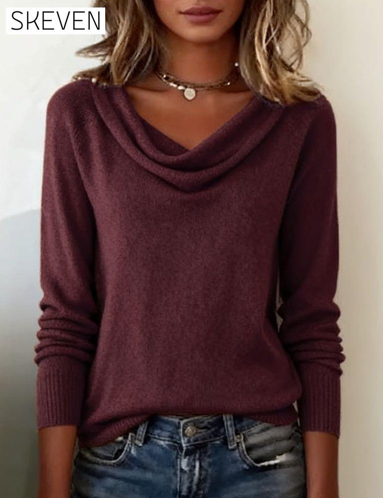 Fashionable Long-Sleeved Pile Collar Jumper