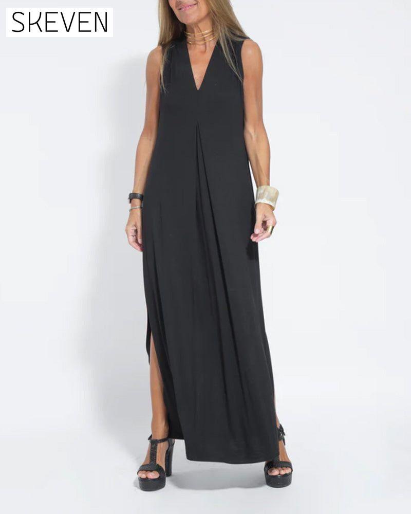 V-neck sleeveless solid color dress 23BF Casual Dresses Clothes Dresses Spring Summer
