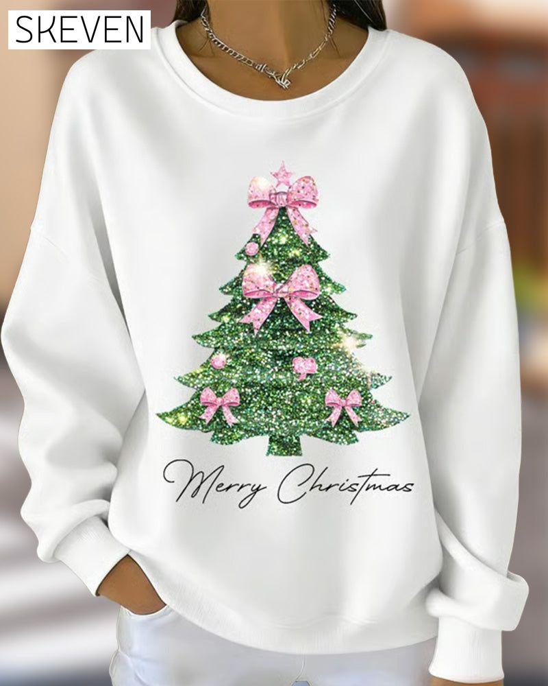 Sweatshirt mit Weihnachtsmotiv und Rundhalsausschnitt, langen Ärmeln