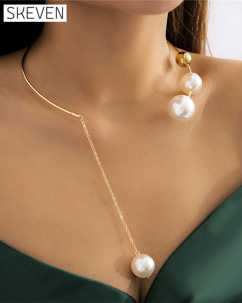 Faux pearl women's clavicle necklace