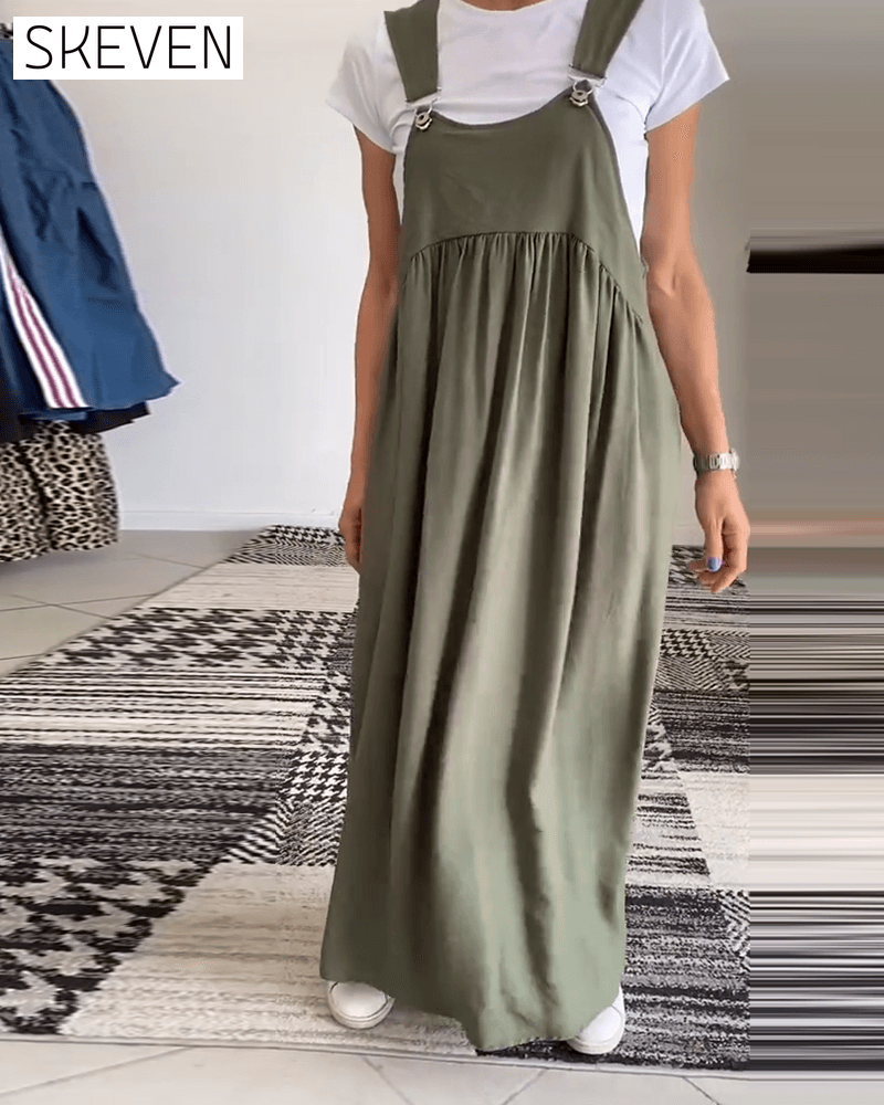 Lässiges einfarbiges Trägerkleid