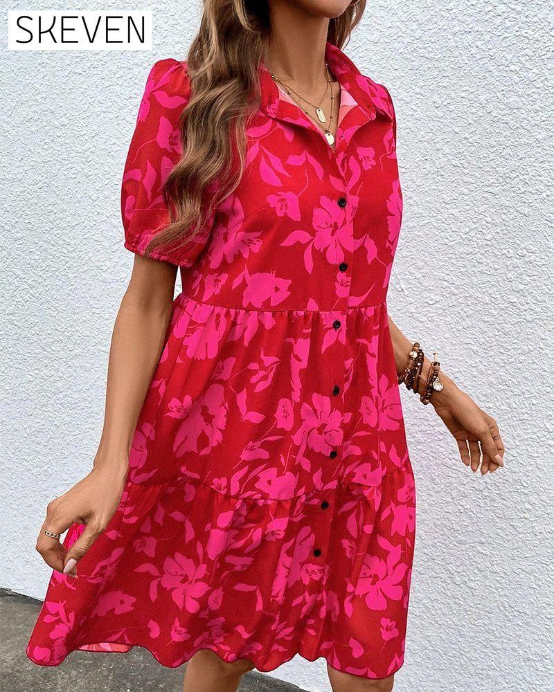 Floral printshort sleeve dress 23BF Casual Dresses Clothes Dresses Spring Summer