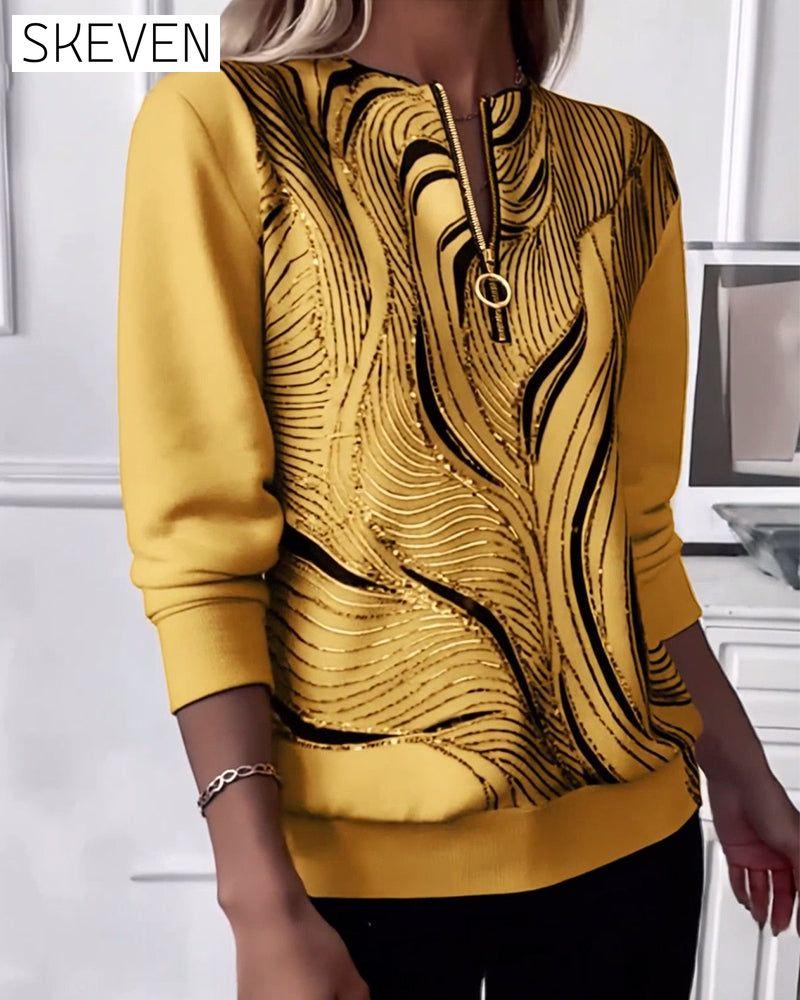 Lässiges Sweatshirt mit Print und Reißverschluss