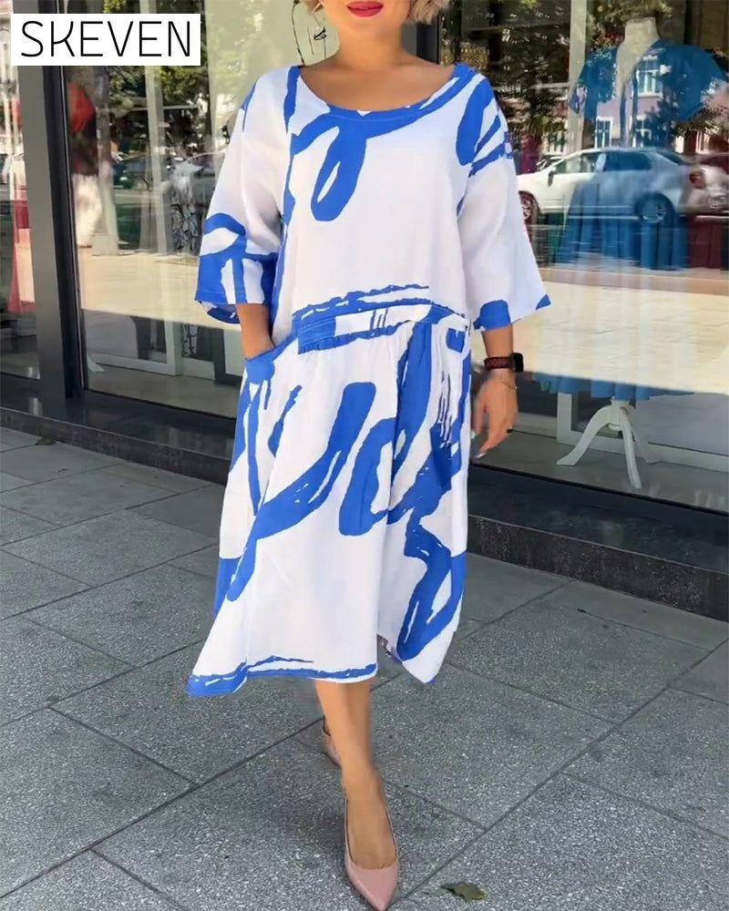 Fashion print pocket dress