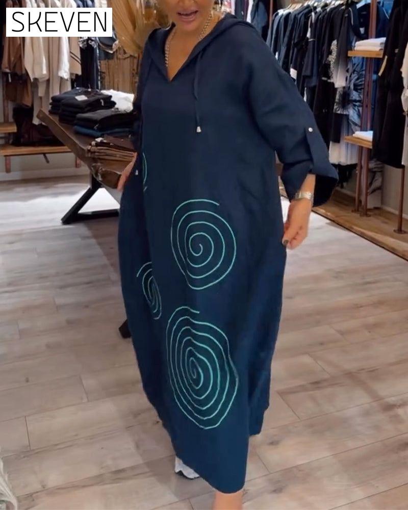 Kapuzenkleid mit langen Ärmeln, lockerer Passform