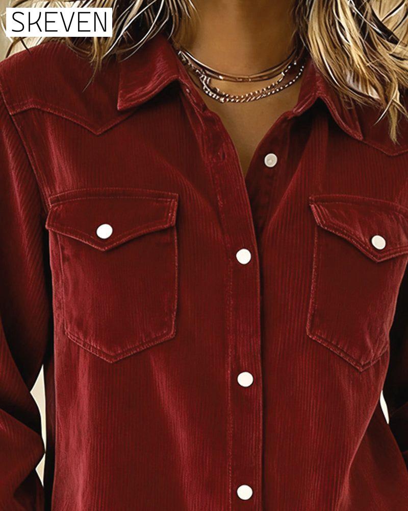 Long-Sleeved Lapel Button-Down Shirt