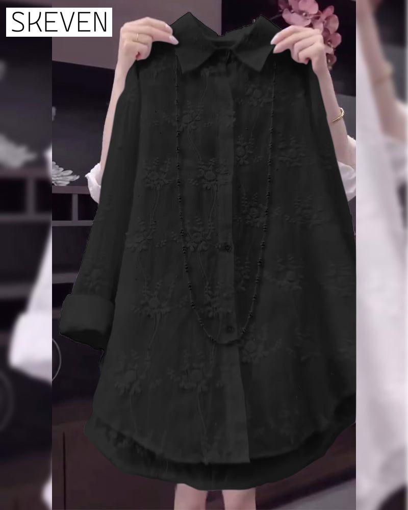 Solid Embroidered Drop Shoulder Shirt