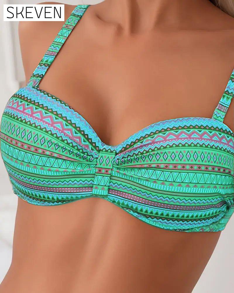Two-Piece Bra Striped Print Swimsuit