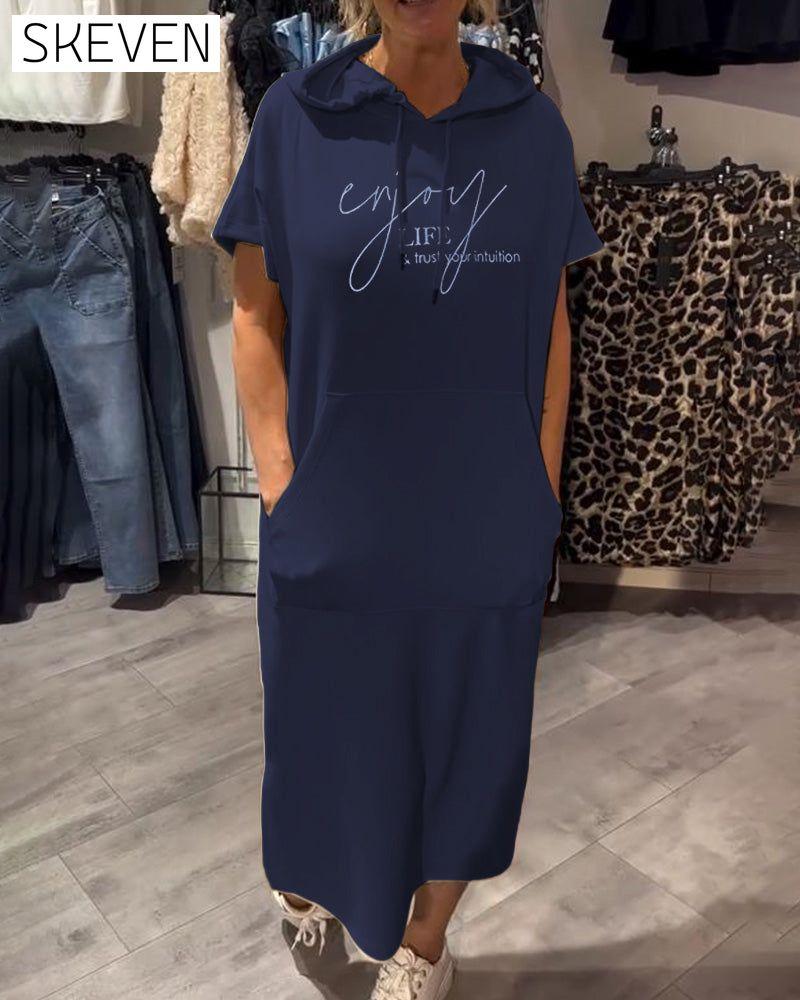 Hooded Casual Drawstring Dress