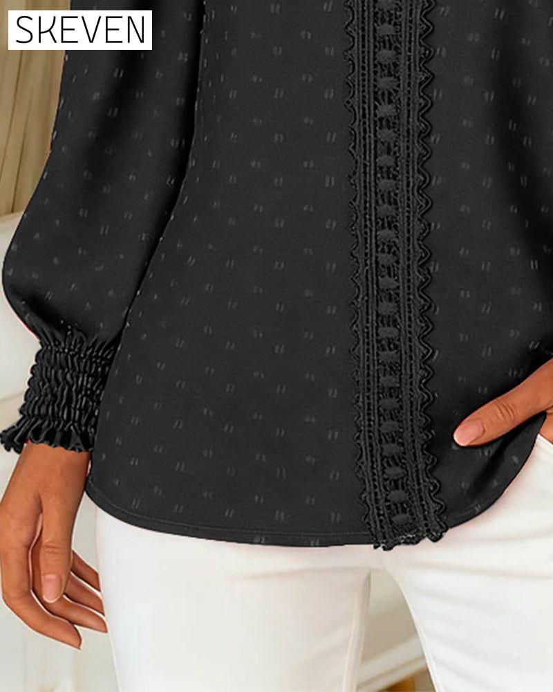 Round Neck Puff Sleeve Blouses