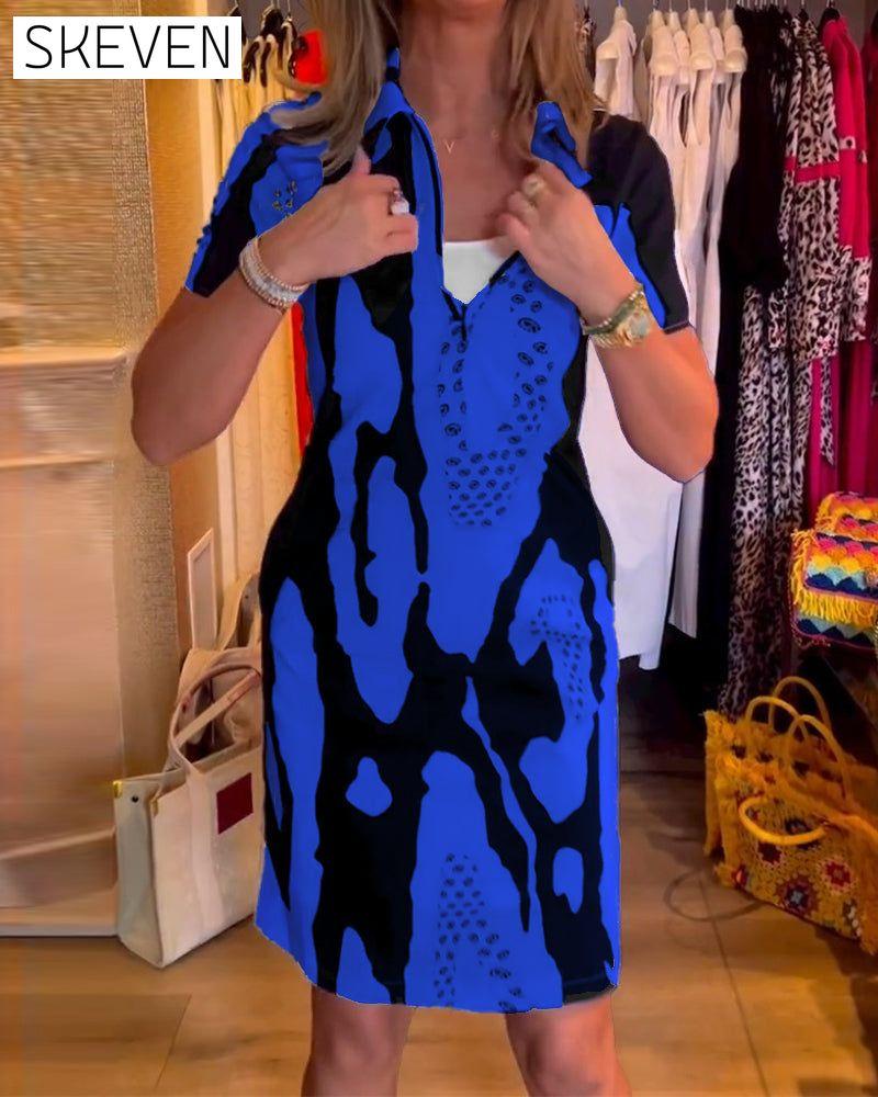 robe à manches courtes imprimée à revers