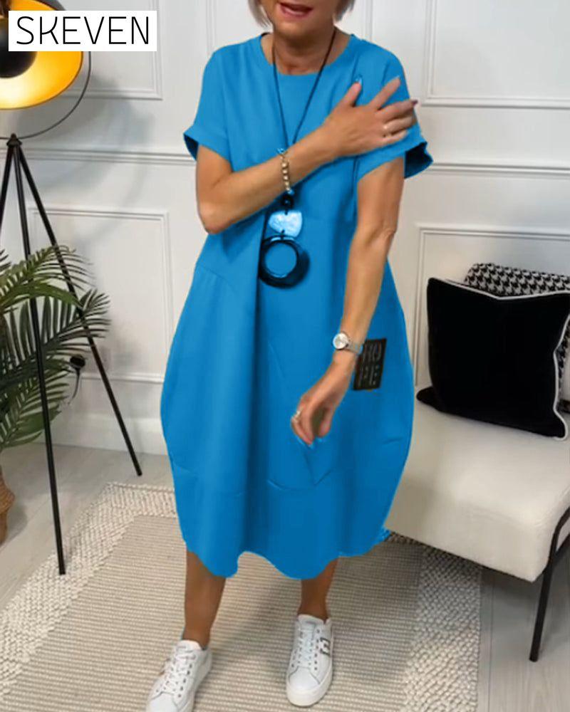 Simple letter print short sleeve casual dress
