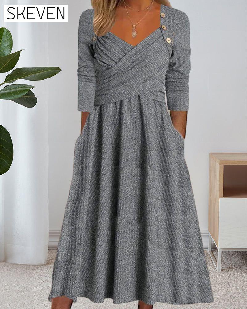 Solid color midi dress 2023 F/W 23BF Casual Dresses Clothes Dresses