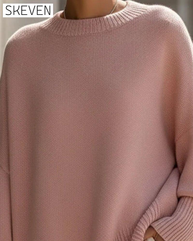 Round Neck Loose Mid-Length Jumper