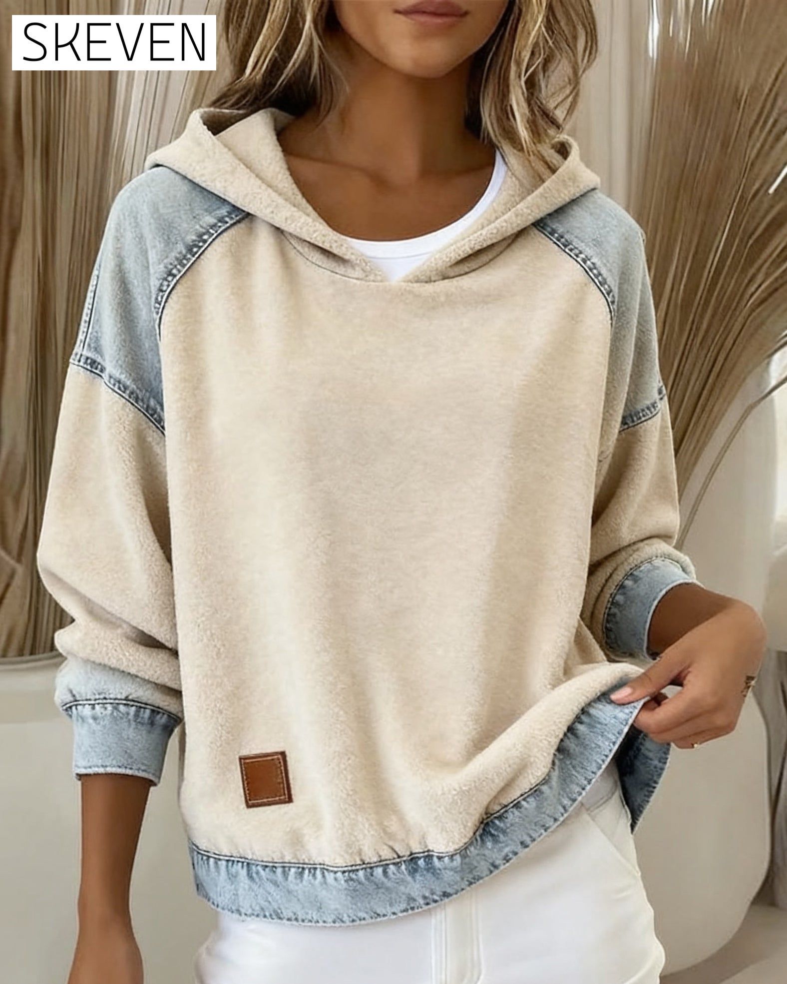 Contrast Pocket Hooded Long Sleeve Sweatshirt