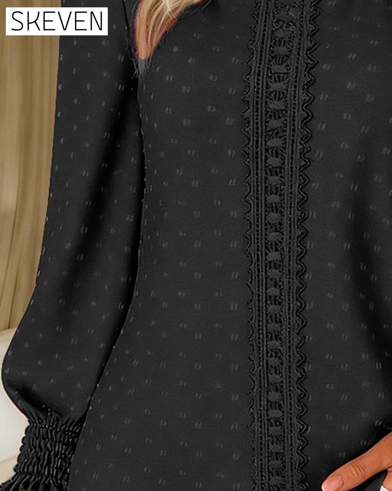 Round Neck Puff Sleeve Blouses