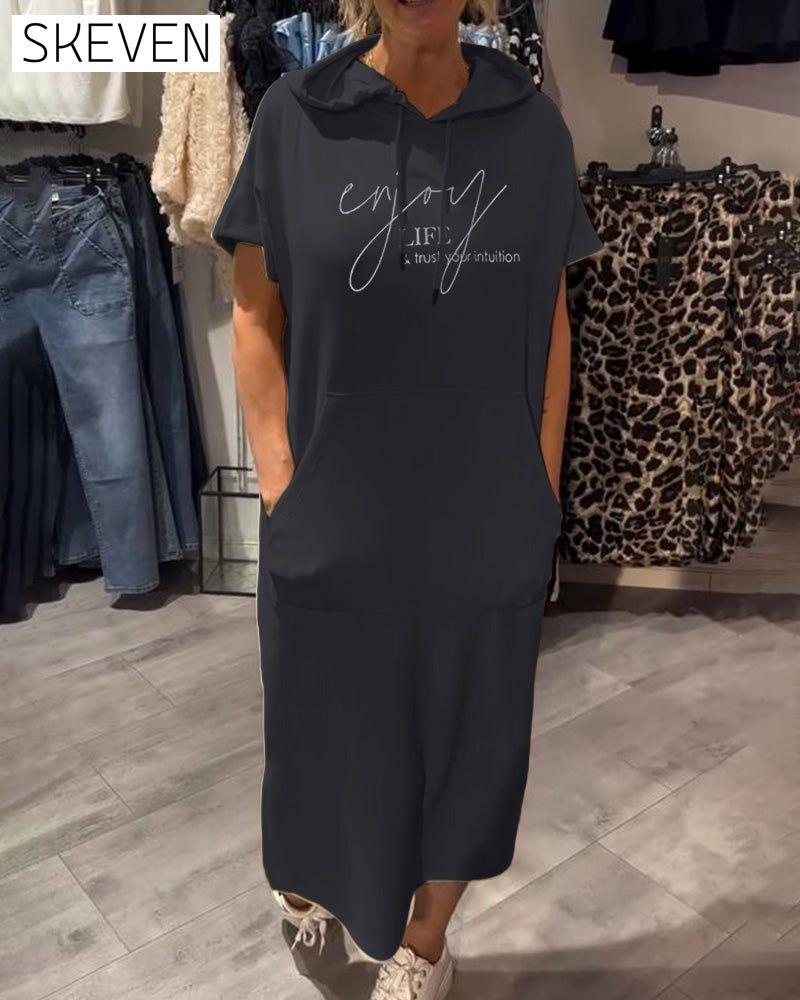 Hooded Casual Drawstring Dress