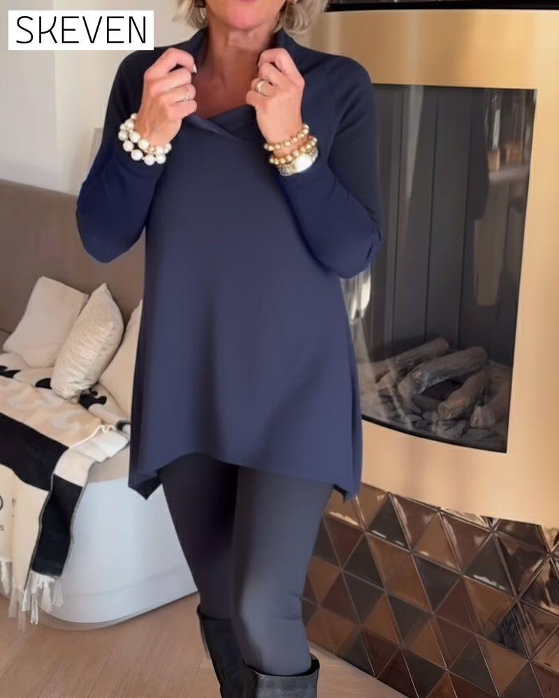 Irregular Lapel Long-Sleeved Top