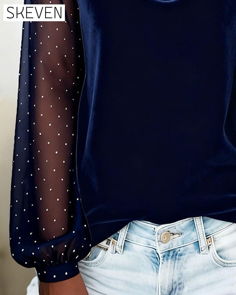 Langarmshirt mit Swingkragen und Einsätzen