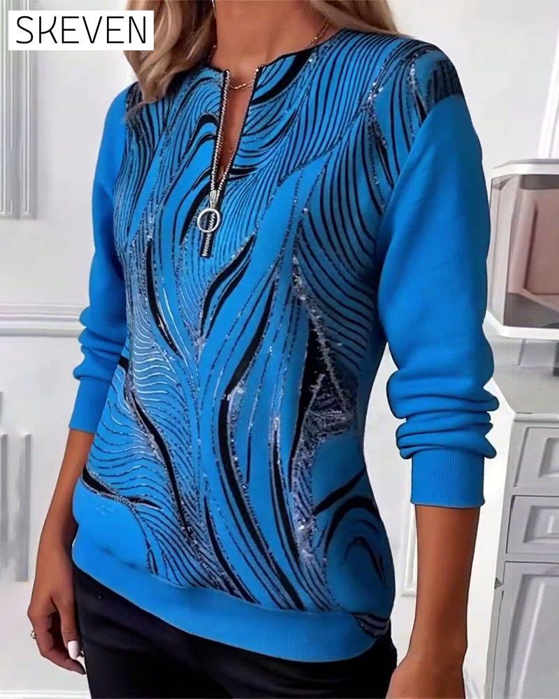 Lässiges Sweatshirt mit Print und Reißverschluss