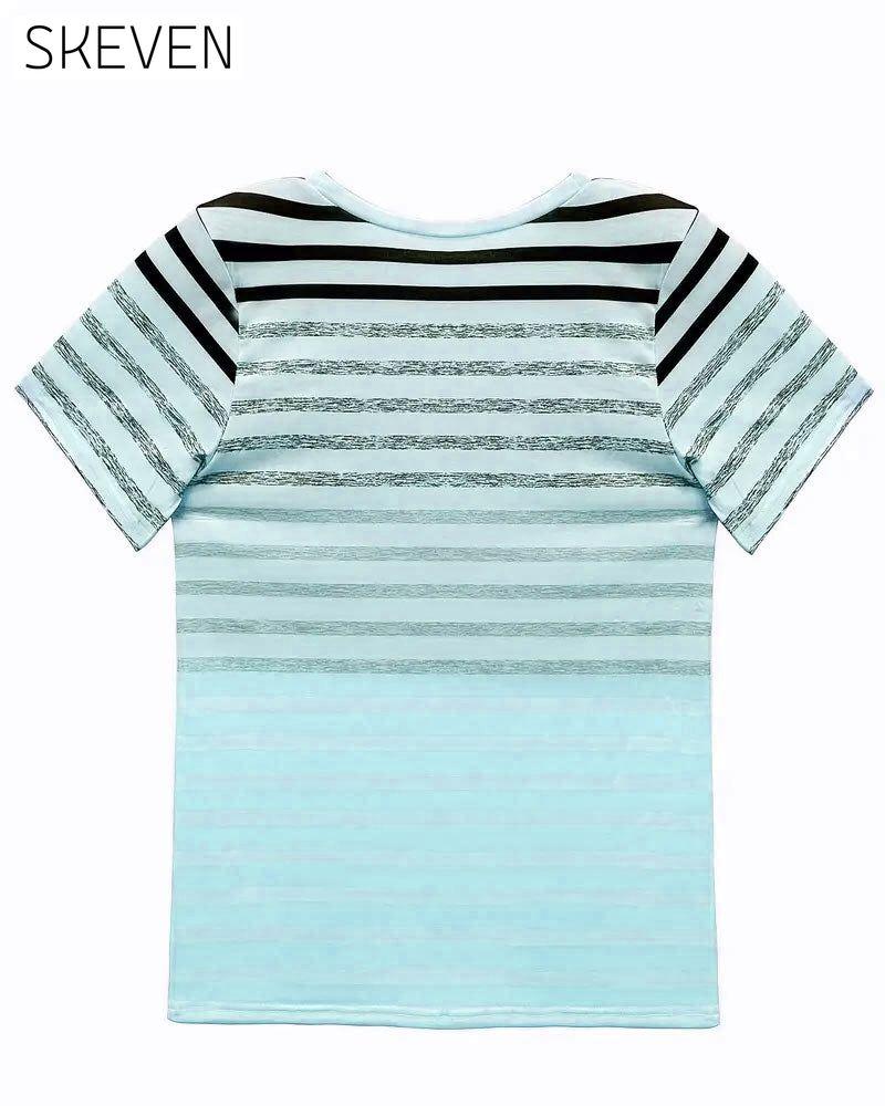 T-shirt rayé à manches courtes et col rond