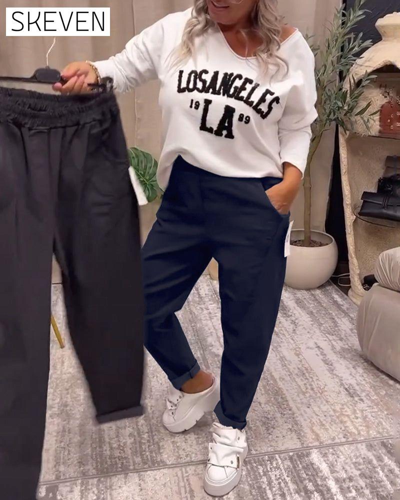 Casual solid color pocket pants
