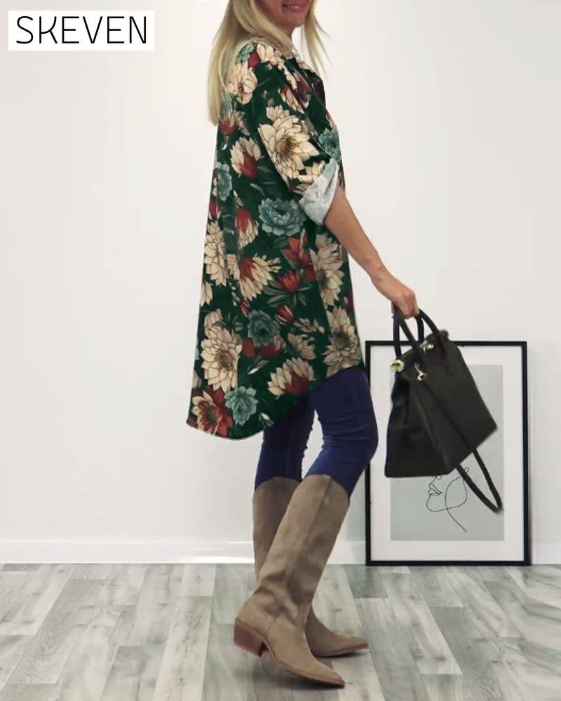 Lapel leopard print shirt
