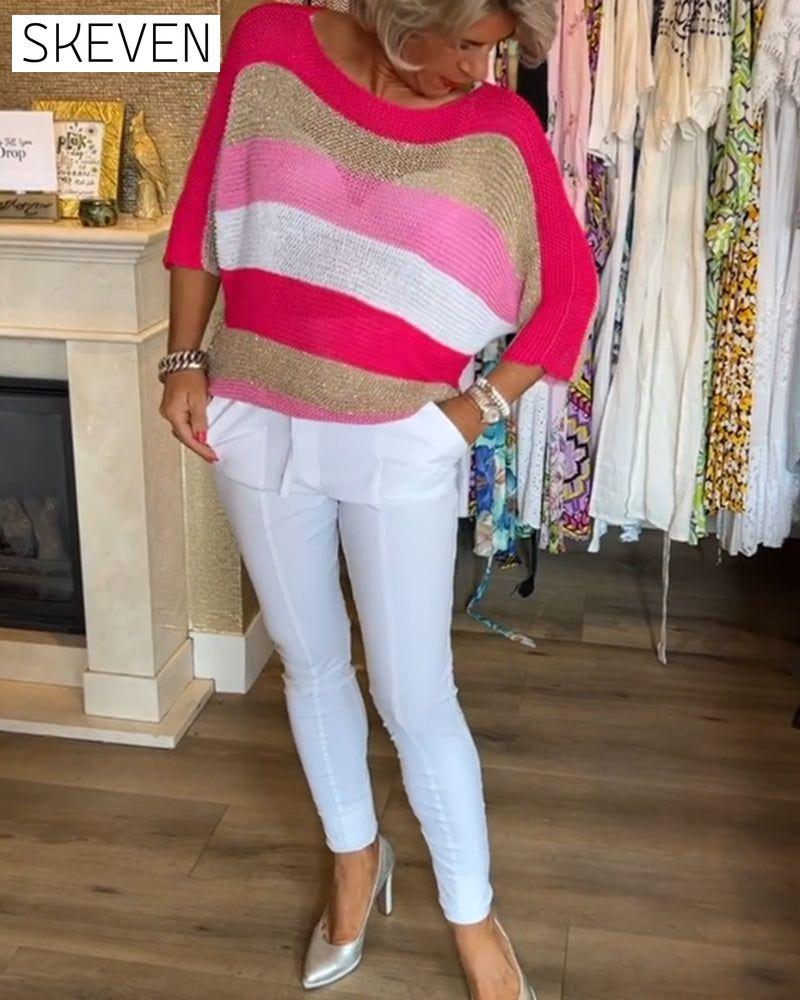 Pullover mit Farbblock-Design und Rundhalsausschnitt