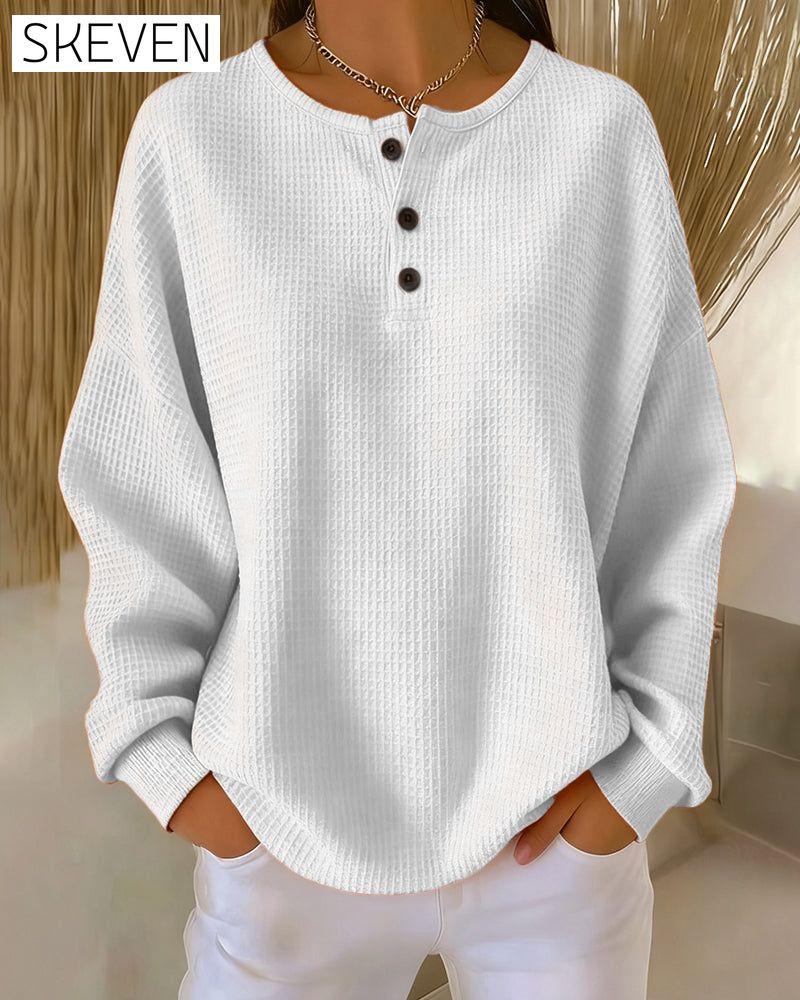 Fashionable Casual Solid Color Long-Sleeved Sweatshirt