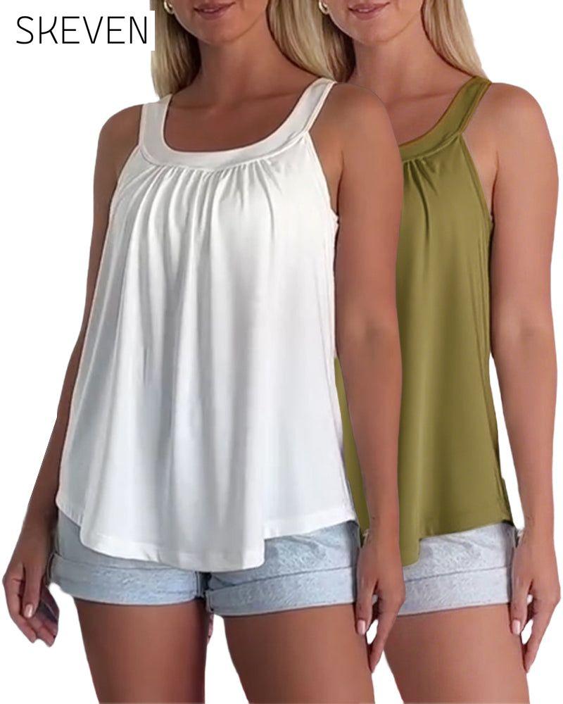 Set aus trägerlosem, plissiertem, einfarbigem Tanktop