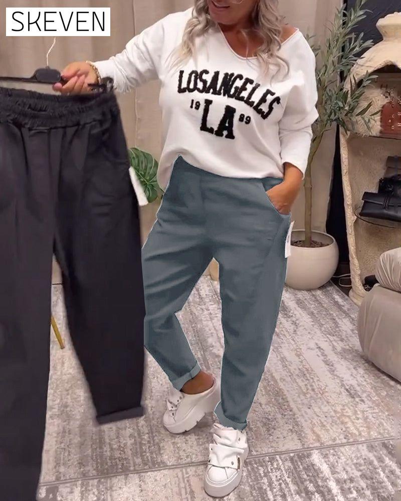 Casual solid color pocket pants